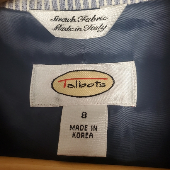 Talbots Blue and White Striped Blazer. Seersucker. 8 - Picture 3 of 9